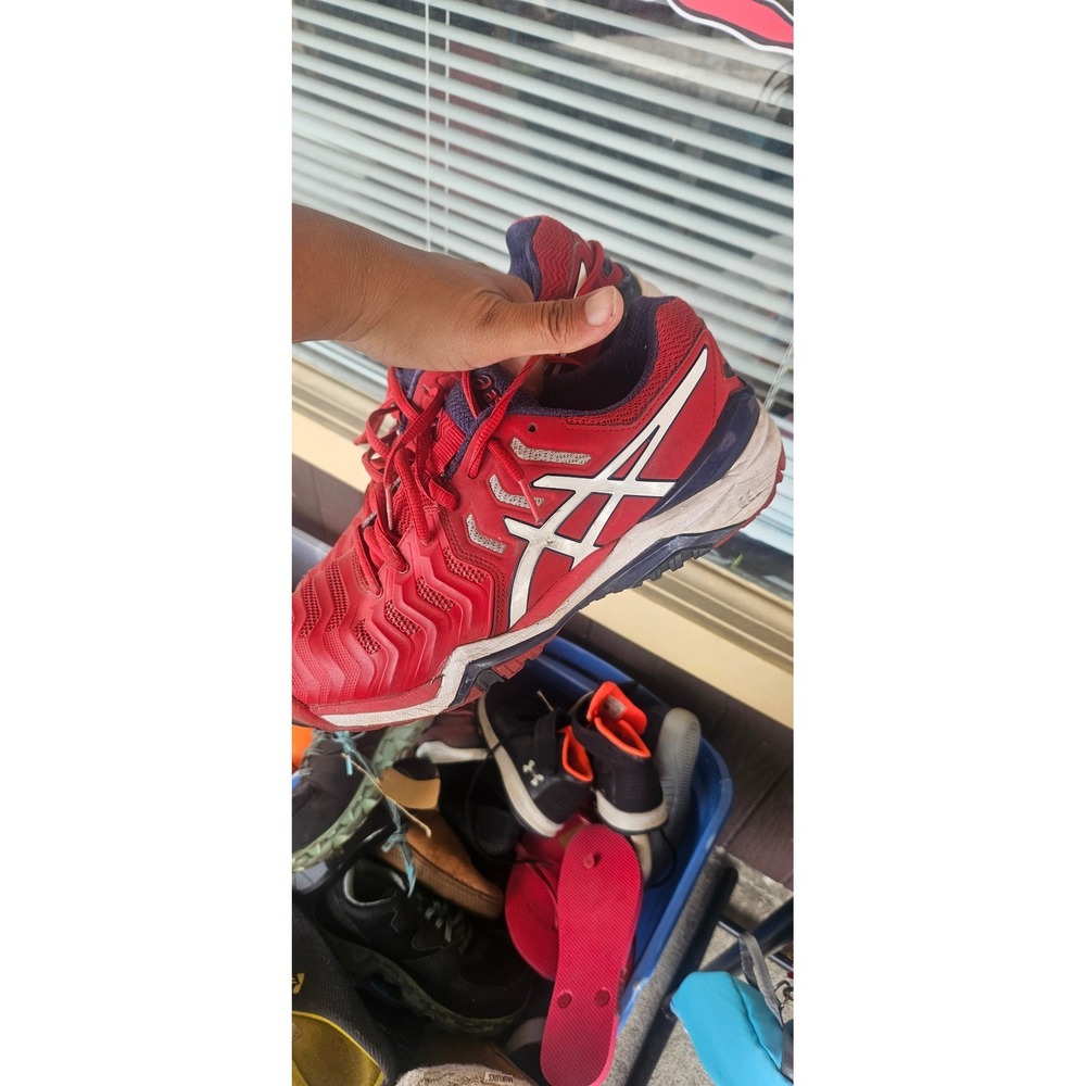 Asics Gel-Resolution 7 Men Red White Tennis Shoes E701Y Size 8.5 - Picture 4 of 5